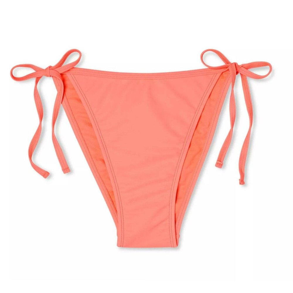 Xhilaration Juniors' XL High Leg Mid Waist String Bright Pink Bikini Bottom
